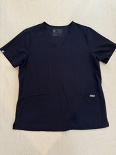 Figs Casma 3 Pocket Scrub Top Women's Large Navy Blue Technical Collection