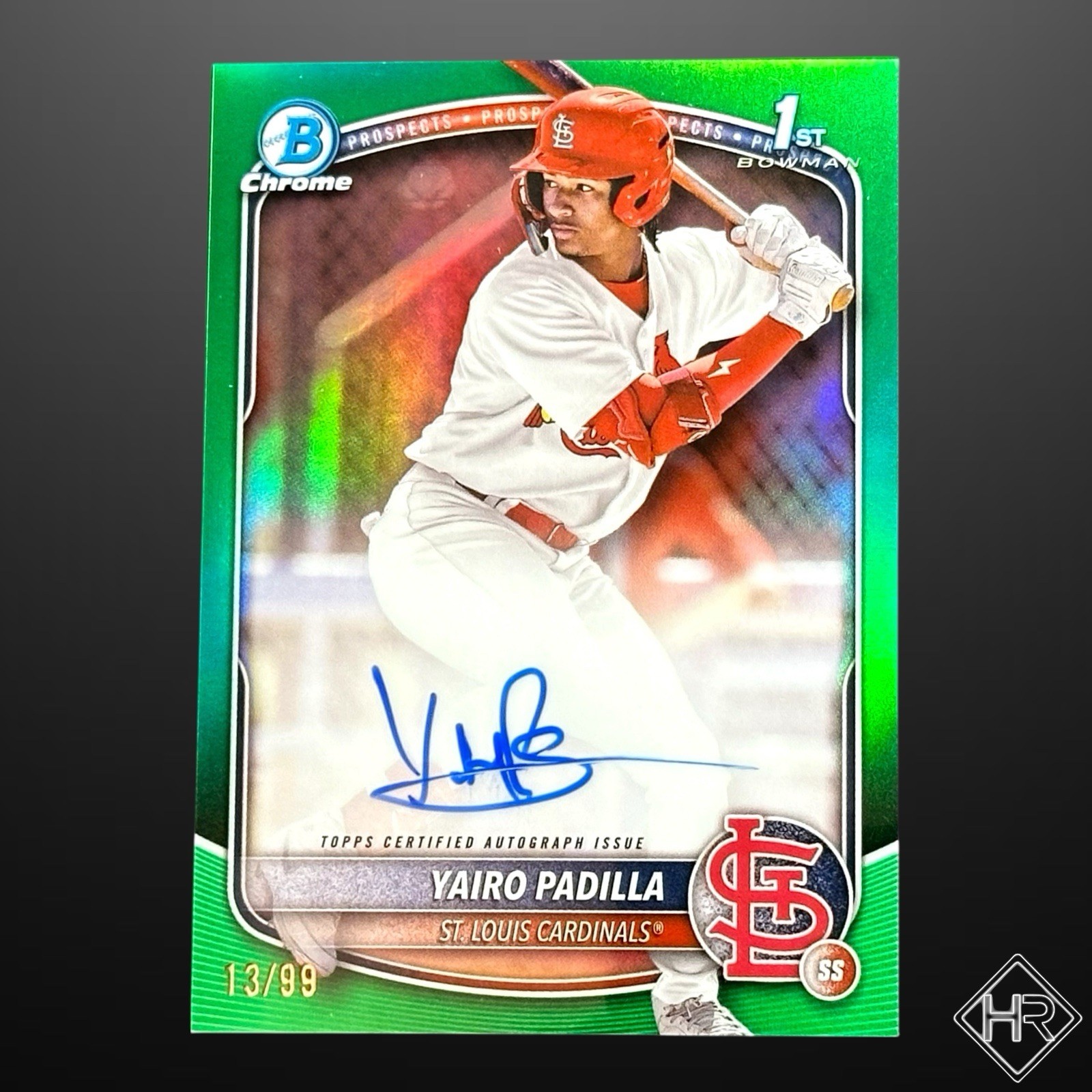 2025 Bowman Chrome Yairo Padilla 1st Bowman True Green Refractor Auto /99