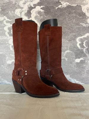 See by Chloé Western Knee High Boots Brown Suede Size 38