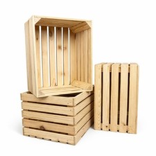 Holzkiste Groß -  50x40x30 - 3er Set -Obstkiste Holz - Natur Vintage Holzbox