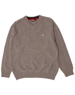Murphy & Nye Herren V-Neck Pullover Sweater Large Grau Wolle AH26