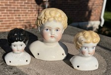 3 antique German china shoulder heads - PERFECT condition
