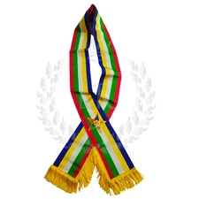OES Regalia Sash – Vibrant Satin & Star Embroidery Multicolor with Gold Trim