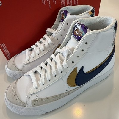 SZ 5.5Y / 7 Women Nike Blazer Mid '77 SE GS White Blue Void Gold Grey DD1847-102
