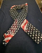 Stars And Stripes Scarf Polyester 19.5"W  X  59" L  4th Of July,  Patriotic 