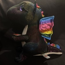 TY Beanie Boos Big Eyed Anora Black Rainbow Dragon 9 inch Plush Stuffed Animal