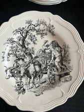 Tabletops Unlimited New England Toile People Salad Plate - Harvest