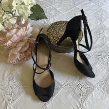 Kurt Geiger Carvela Navy Glittery Heels Women Size 39 Strappy Sandals Formal