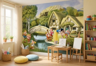 Disney Fototapete Kinderzimmer Prinzessinnen Grün Vliestapete Schneewittchen