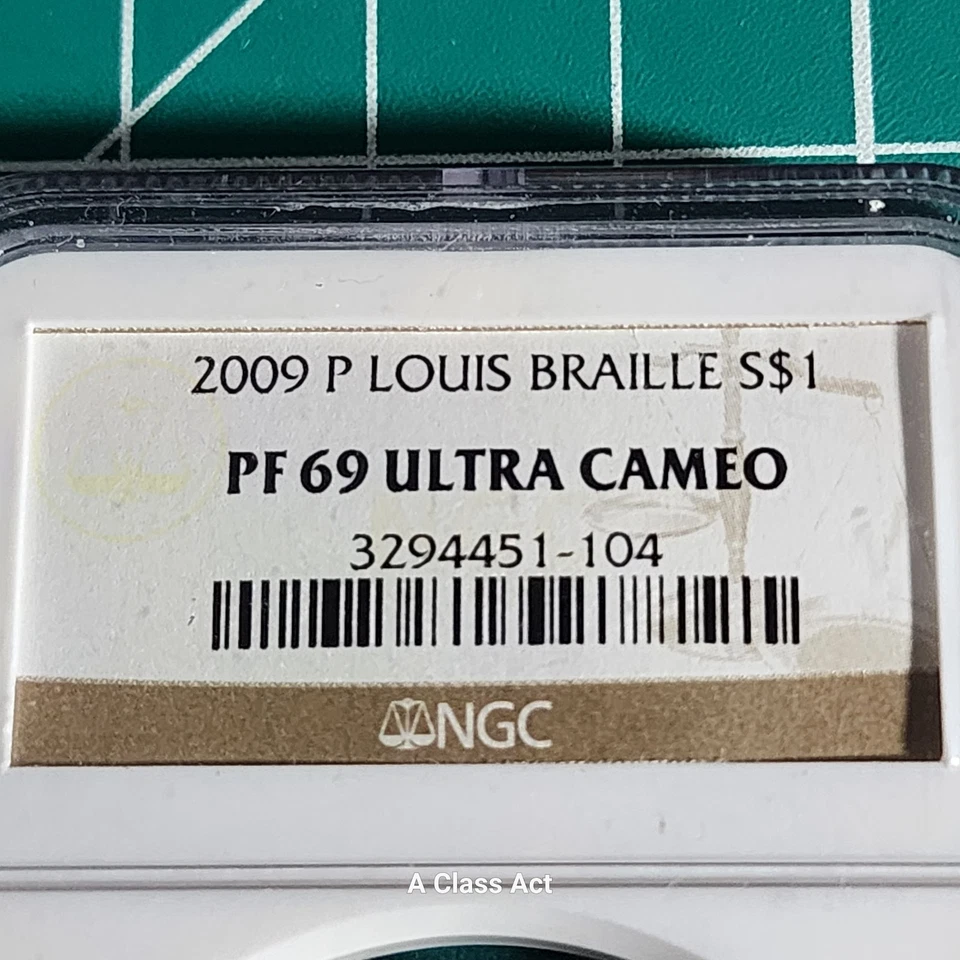 2009 P LOUIS BRAILLE COMMEMORATIVE SILVER DOLLAR NGC PF69 ULTRA CAMEO T8817 - Image 2 of 4