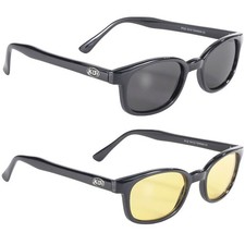 2 Pair of Pacific Coast X-KD's Biker Sunglasses Black Frame Smoke Yellow Lens