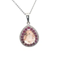 Silver Morganite Coloured Quartz Lotus Garnet & Zircon - The Jewellery Channel
