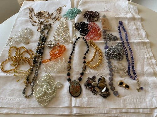Vintage Costume Jewelry Lot – Necklaces, Faux Pearls, Beads, – Estate Find – .99