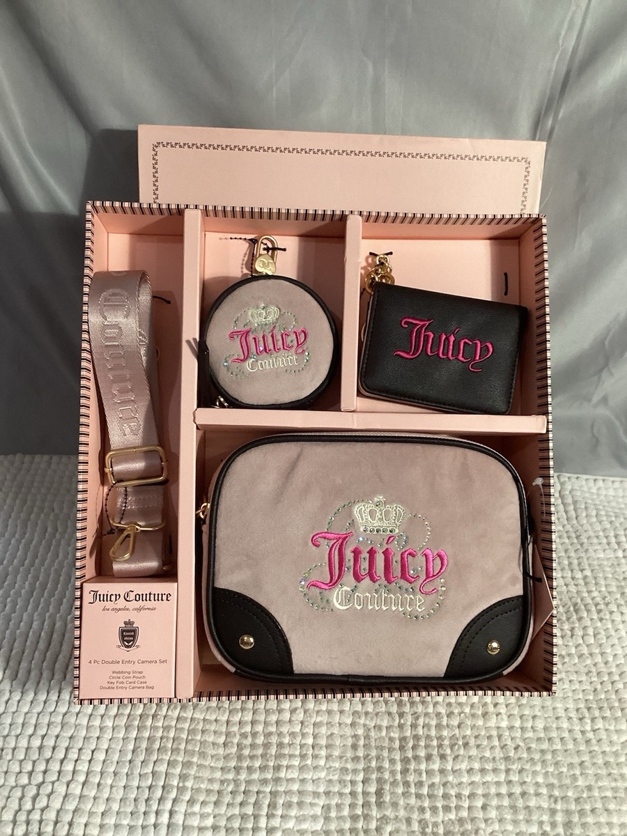 Juicy Couture 4 Piece Double Zip Entry Camera Bag Set NEW Web