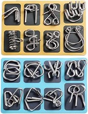 TANCH 16 PCS Type A B Different Brain Teaser Metal Wire Puzzles IQ Challenge Mag