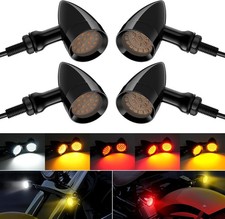 Motorcycle Bullet Front Rear Turn Signal White Amber Light Blinker Gloss Black