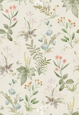 Vintage Wallpaper Peel and Stick Beige Floral Contact Paper Wildflowers Botan...