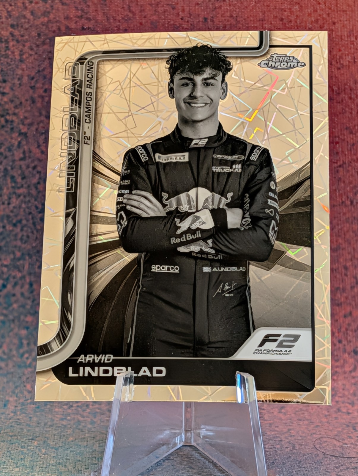 2025 Topps Chrome Formula 1 #23 Arvid Lindblad Black And White Lazer Refractor