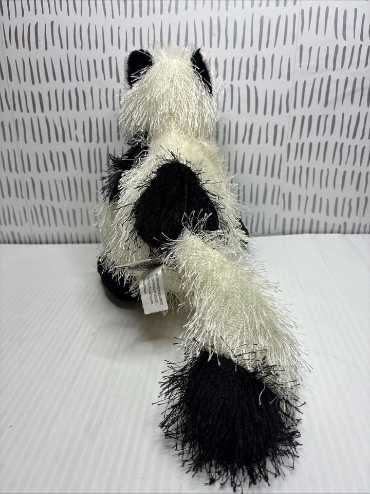 Webkinz Domino Cat Plush HM334 Black White Shaggy Fuzzy Stuffed Animal No Code - Image 3 of 4