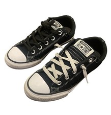 Converse All Star Kids Knit Slip Sneakers Black/White Youth Size 2.5