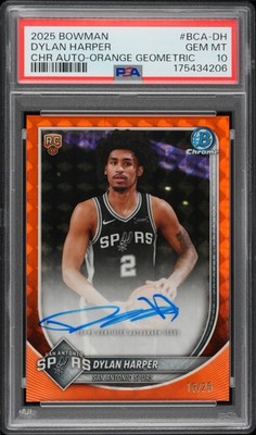 2025 BOWMAN CHROME AUTOS ORANGE GEOMETRIC #BCA-DH DYLAN HARPER 16/25 PSA 10