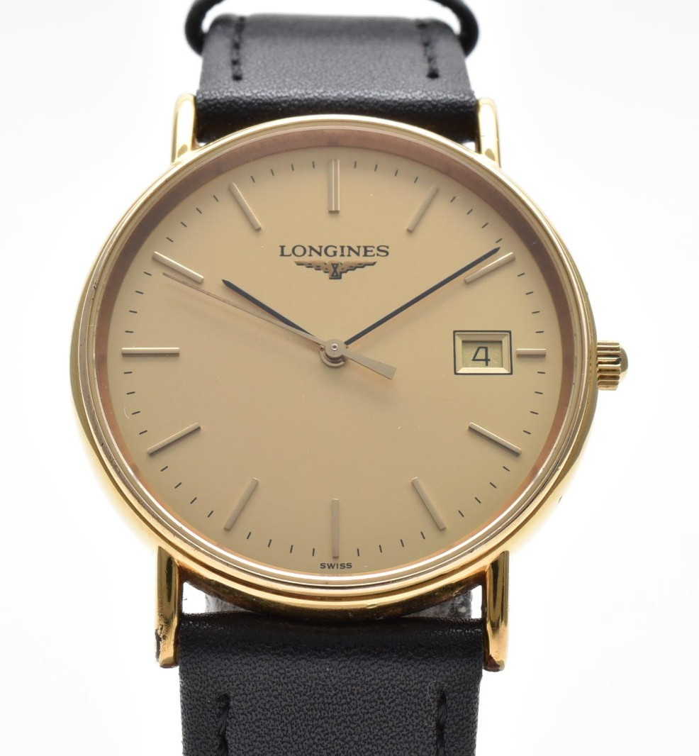 Longines Grand Classic L4.636.2 Gold Dial Date Quartz Men's Thin Dress Watch