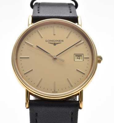 Longines Grand Classic L4.636.2 Gold Dial Date Quartz Men's Thin Dress Watch