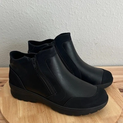 Botines de tacón plano Easy Works By Easy Street Jovi para mujer nuevos 9W negros - Imagen 1 de 4