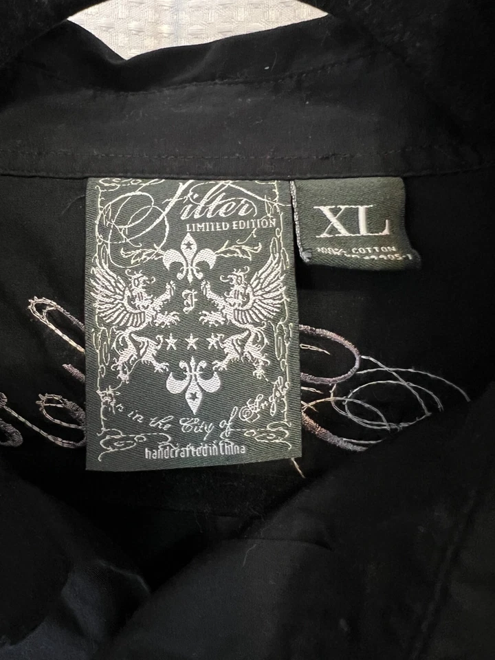 Camisa FILTRO EDICIÓN LIMITADA Para Hombre XL Negra Doble Cara Bordado Phoenix Retro Foto 4 de 4