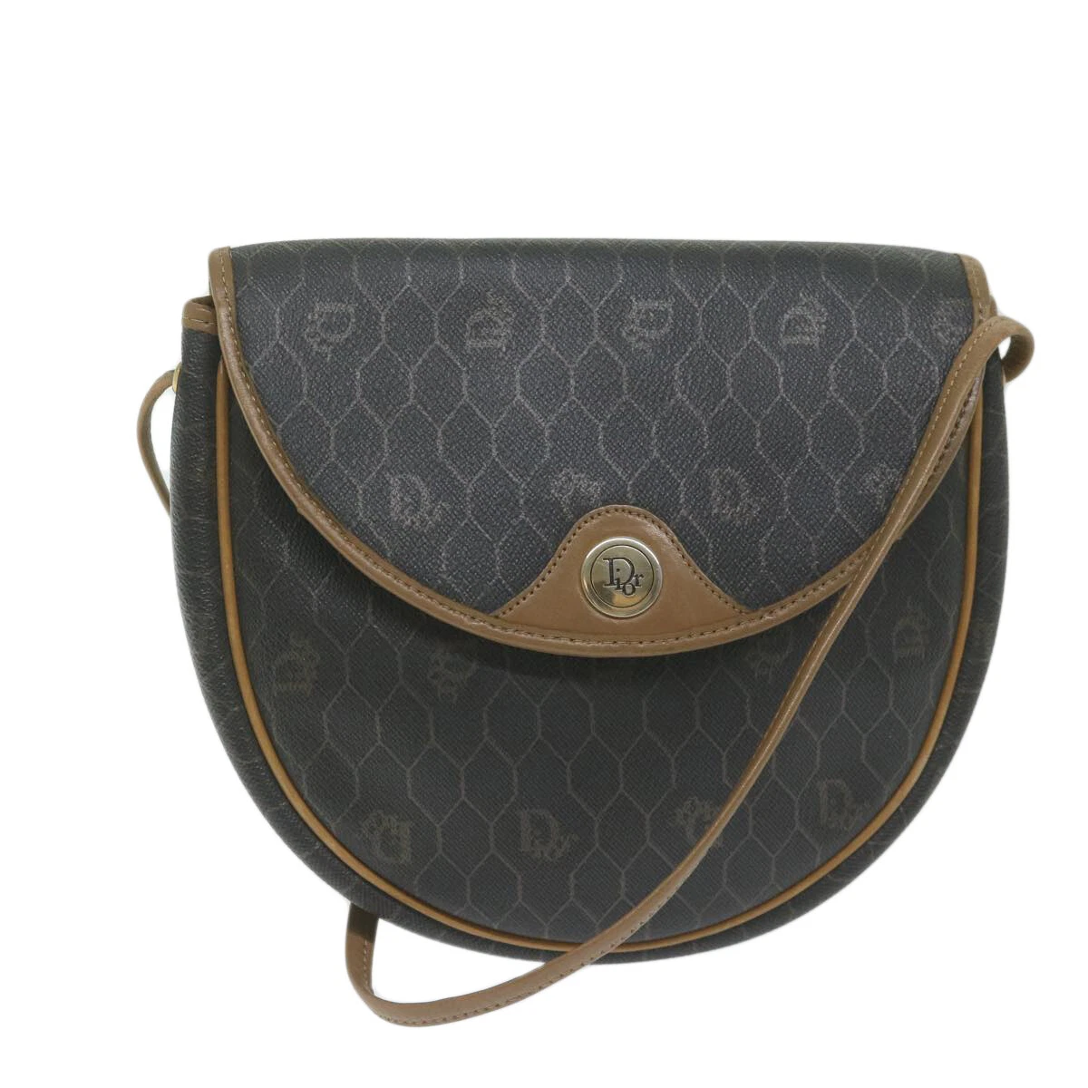 Sac bandoulière en toile nid d'abeille Christian Dior cuir noir authentique am5361
