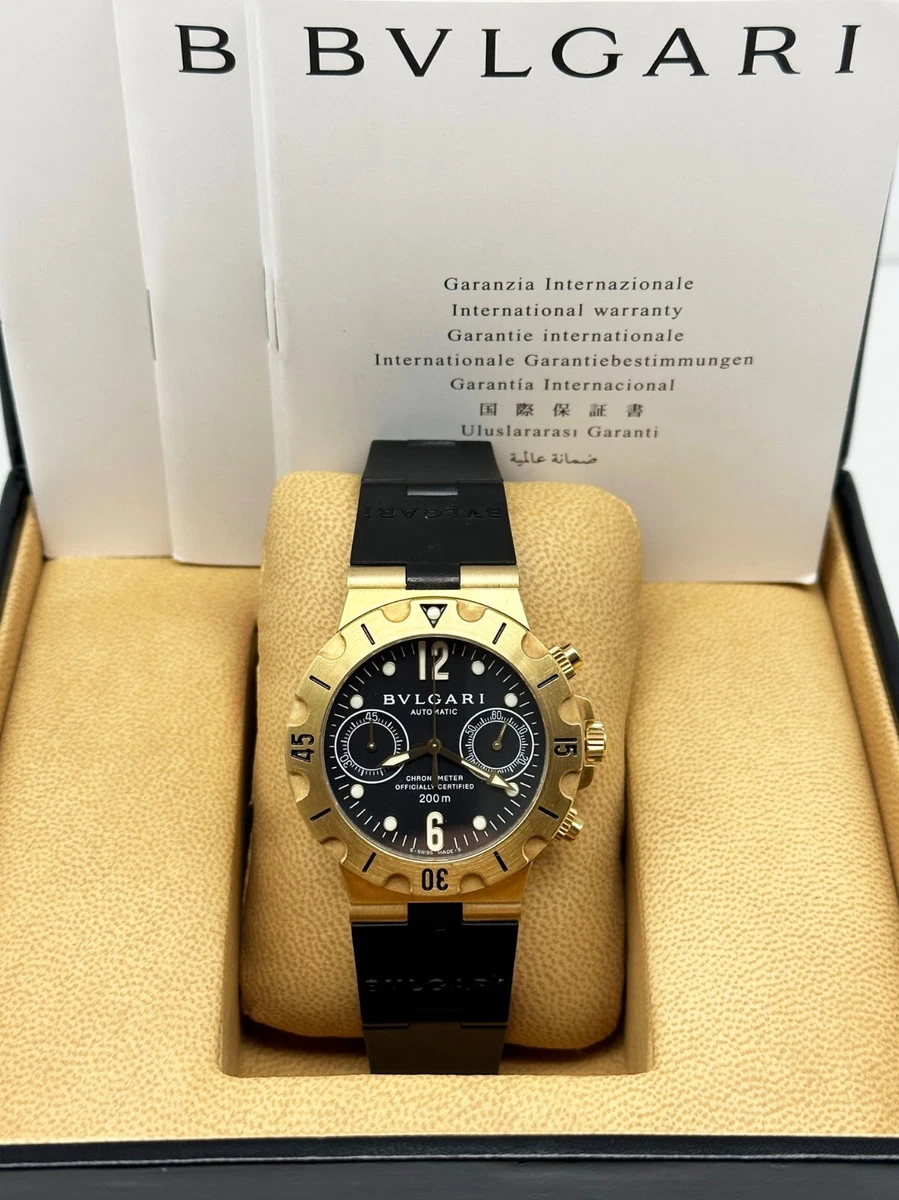 Bvlgari Bulgari SC 38 G Diagono Scuba 18K Gold Black Rubber Box