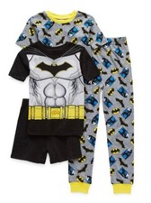2 Sets Batman Pajamas 4 Pieces Size 4 Long Pants Shorts Cotton New PJs Fast Ship
