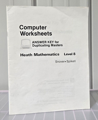 1983 Computer Worksheets Answer Key for Duplicating Masters Heath Math Level 8