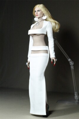1/6 Female Sexy White Short Top + Long Skirt Set Fit 12'' Ph Tbl Action Figure