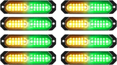 ASPL 8pcs Sync Feature Ultra Slim 12-LED Surface Mount Flashing Strobe Lights fo