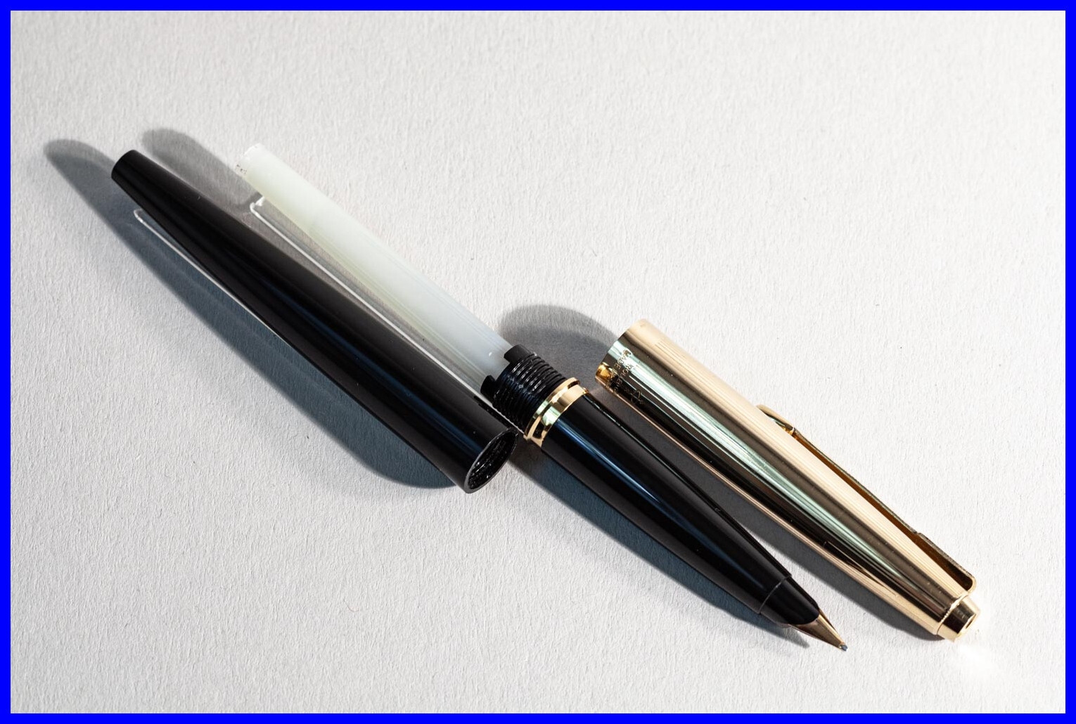 Parker N° 45 Fountain Pen In Black & Gold With Medium Gold Nib - Made In England