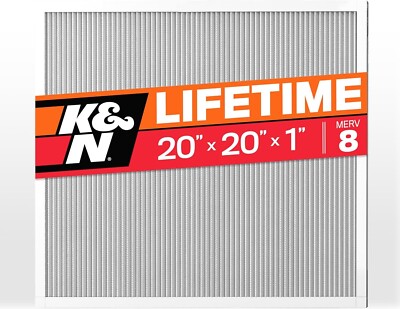 K&N 20X20X1 HVAC Furnace Air Filter, Breathe Safely, Wash, Merv 8, HVC-8-12020