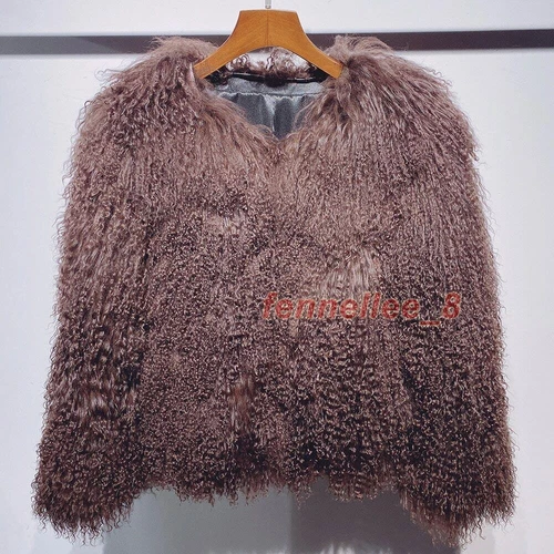 Damen-Kurzmantel echtes mongolisches Lamm Schaf lockiges Fell Jacke Winter warm Oberbekleidung - Bild 35 von 38