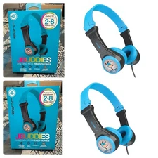 4 Sets Of JLab JBuddies Folding On Ear Wired KIDS Headphones/Vol Limiting, Blue