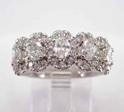 2.00Ct Oval Cut Moissanite Half Eternity Anniversary Band 14K White Gold Plated