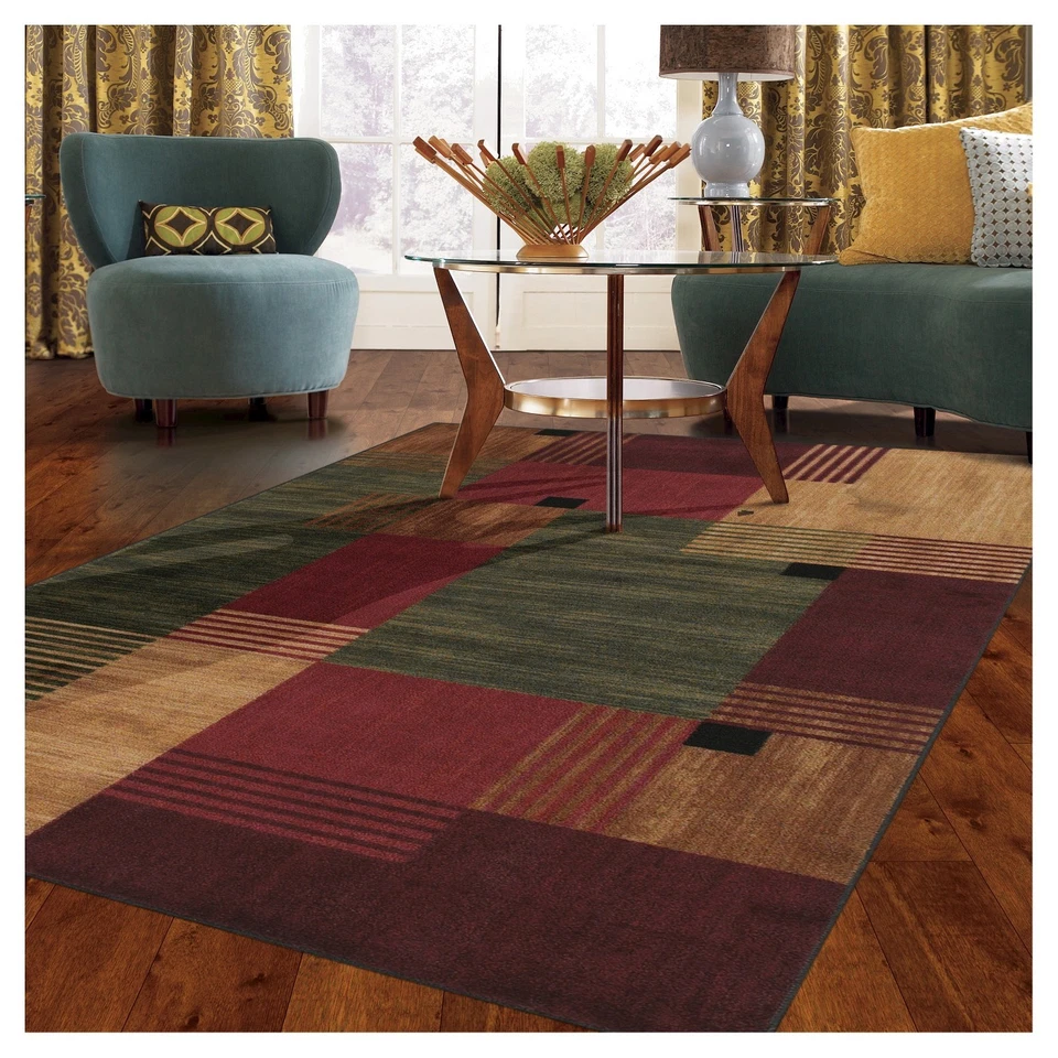 NEW Mohawk Home New Wave Alliance Printed Rug, 8'x10', Burgundy, Green, Multi - Image 2 of 3