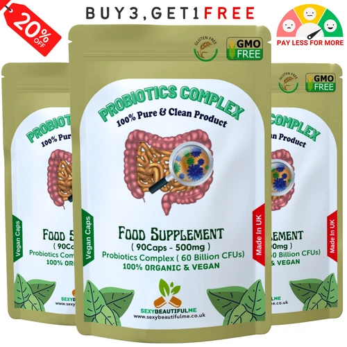 Probiotics Complex For Gut Health-60 Billion CFU - 15 Active Bacteria-Vegan Caps