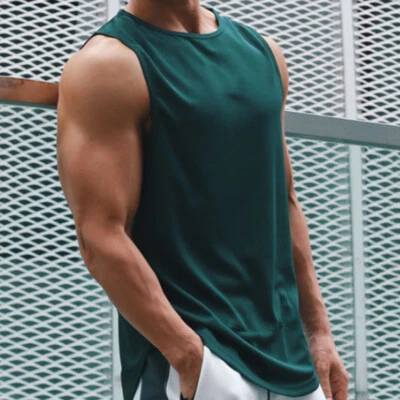 Herren Schnelltrocknen Tanktop Atmungsaktiv Muskelshirt Fest T-Shirt Achselshirt - Bild 1 von 4
