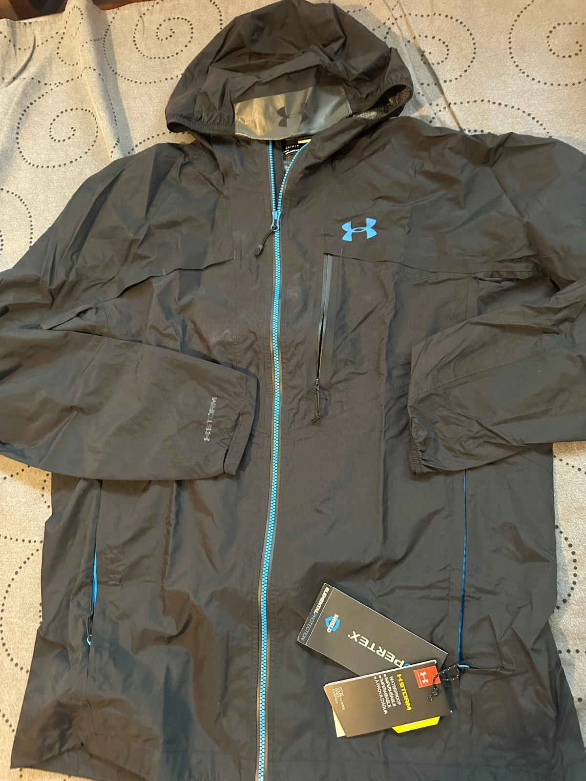 UNDER ARMOUR STORM PORTEX COLDGEAR LIGHT BLACK JACKET HOODIE SIZE L MEN NWT $160