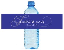 100 Navy Blue Monogram Wedding Water Bottle Labels Anniversary Bridal Shower