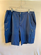 Reel Life Navy Blue Swim Shorts Size Large 5 Pocket Mesh Lined Zip Front Elastic