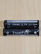 2 x TRUSTFIRE 10440 Li-ion RECHARGEABLE BATTERY 3.7v 600mAh  black w/PCB