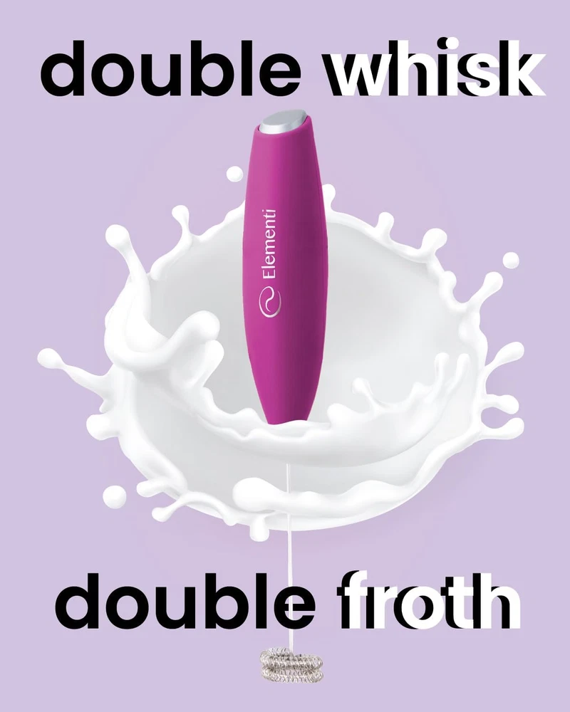Milk Frother Handheld Double Whisk - Coffee Frother Electric Stirrer, Matcha Whi