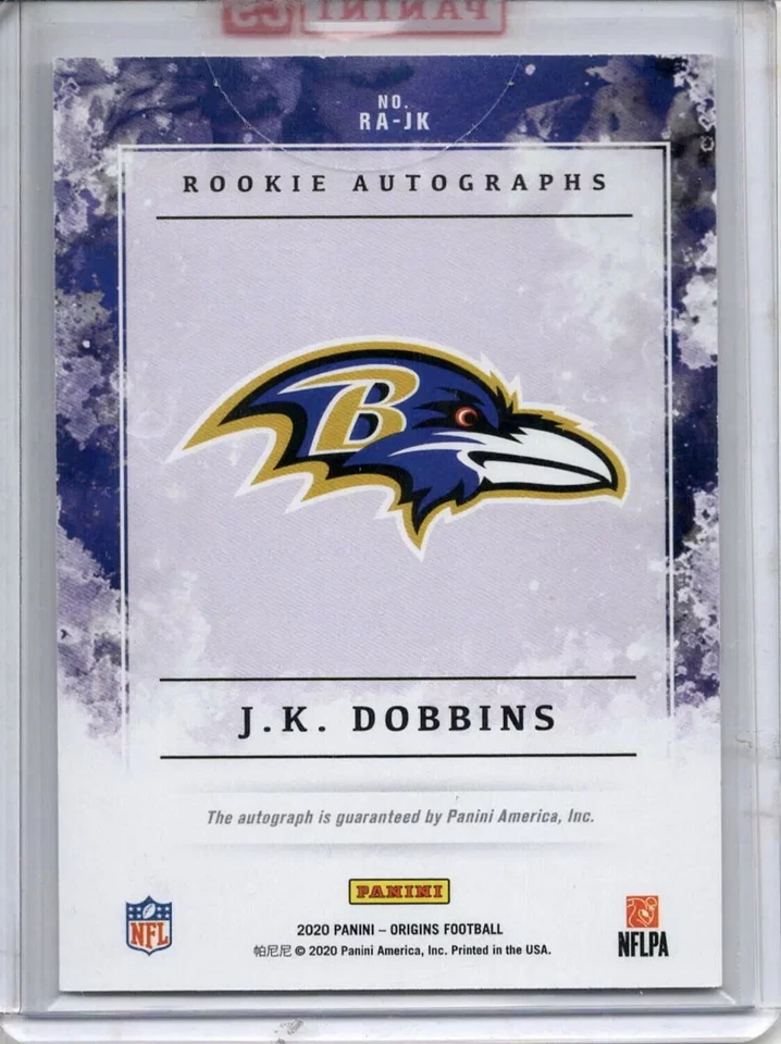 J.K. DOBBINS AUTO RC 2020 PANINI ORIGINS ON CARD AUTOGRAPH ROOKIE SP RAVENS Mint - Image 2 of 2