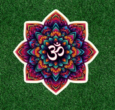 Om mandala design Indian prayer symbol 100% waterproof vinyl sticker- many sizes